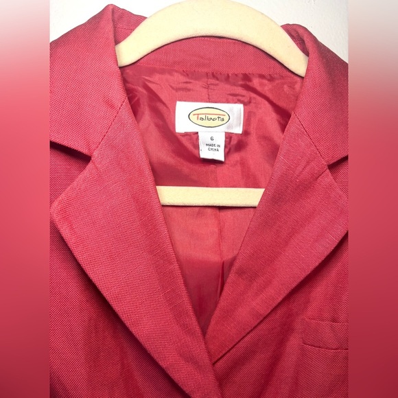 Talbots red silk linen blazer jacket - Picture 5 of 9
